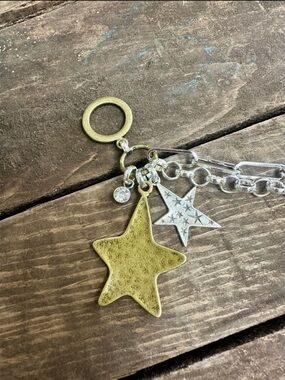 Gypsy Junk Rock Star Charm Mixed Metal Chain Bracelet
